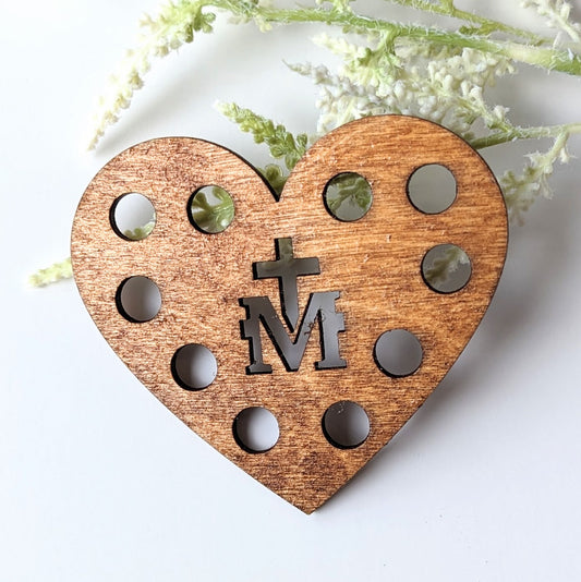 Heart Shaped Wooden Rosary Decade Violet Heart Studios